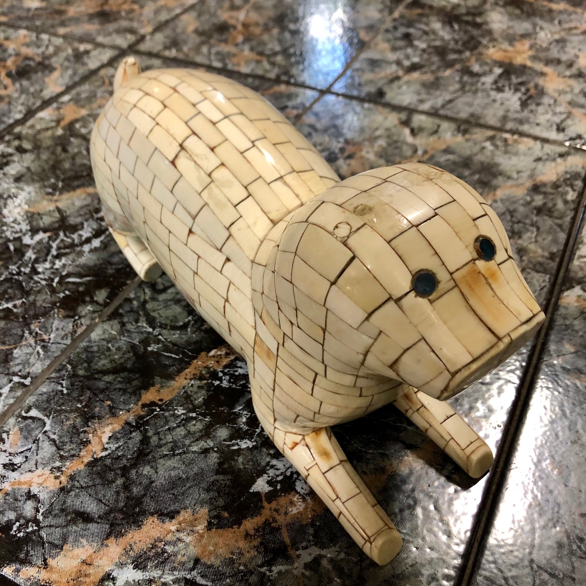 A dog made out of pure Ivory.