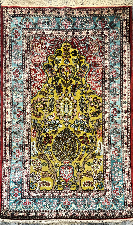 Persian Qom handmade silk on silk Carpet.