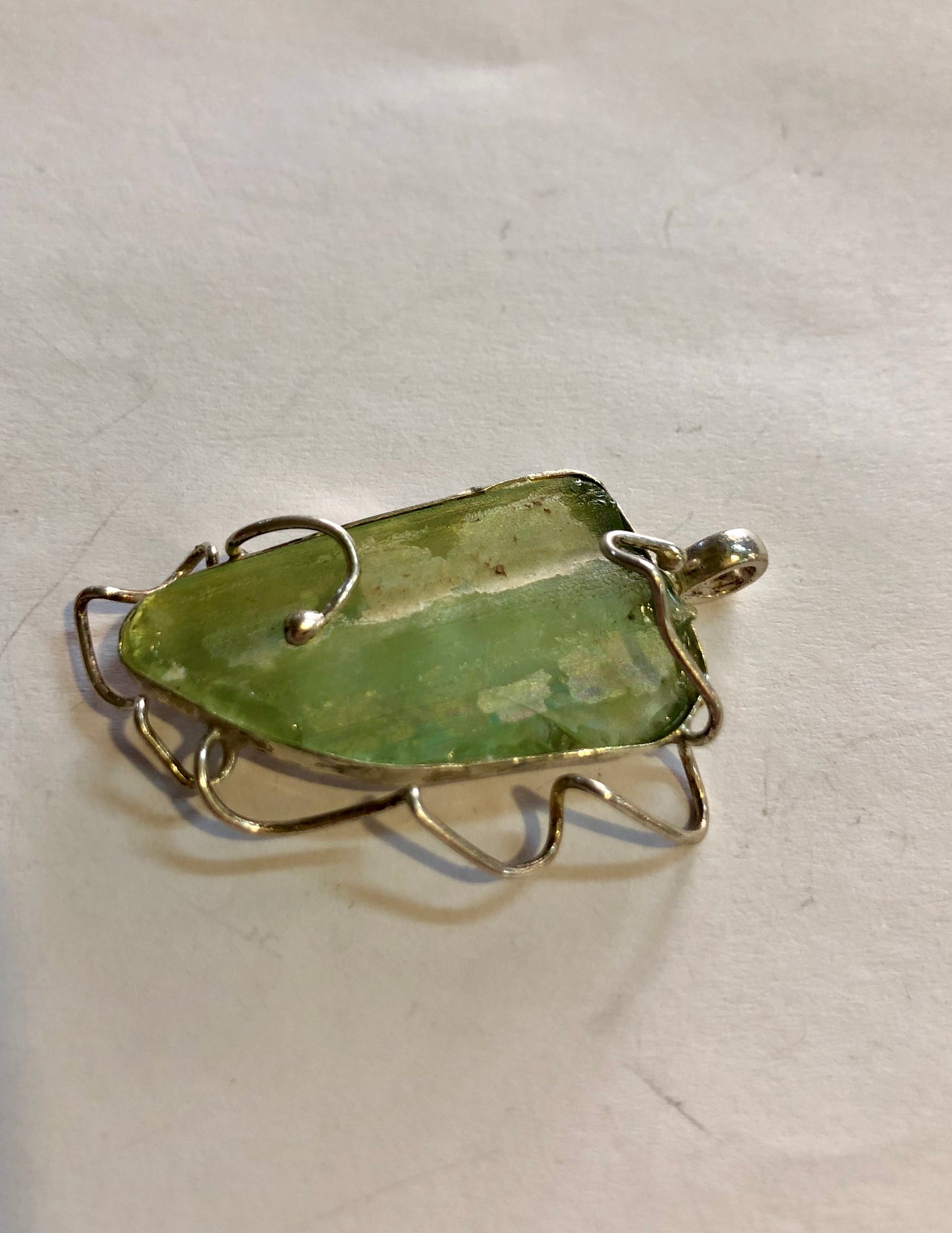 Roman Glass, silver pendant 925.