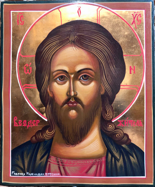 Christ The Pantocrator, handmade russian icon, 20th Century.