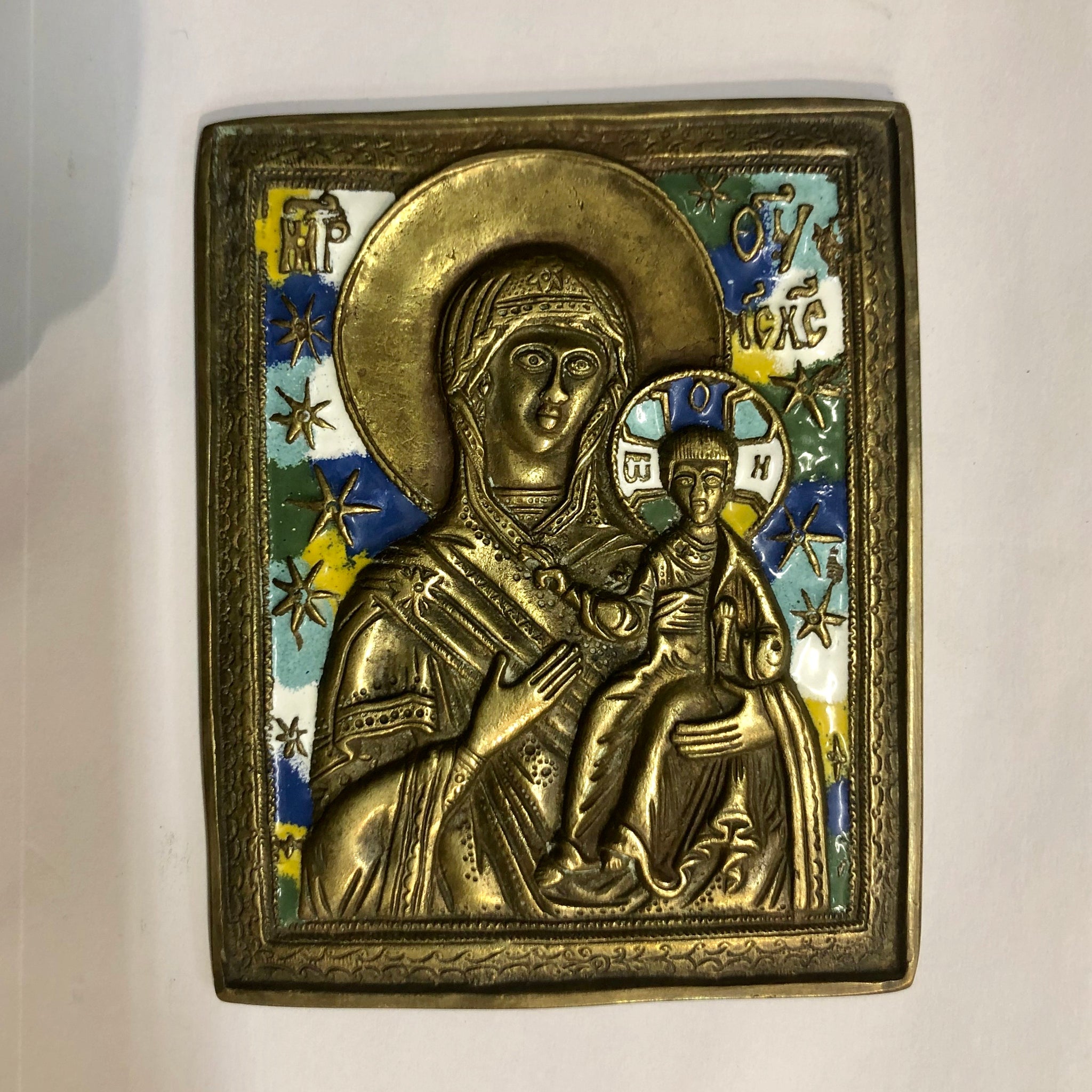 A handmade Bronze Russian icon of Mother of god. 18th Century.