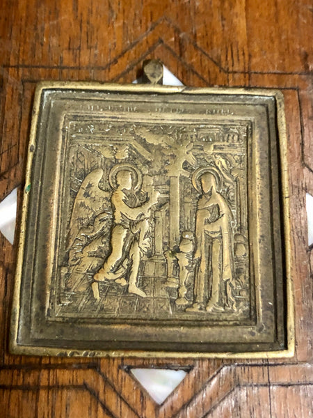 A handmade Bronze Russian icon of Annunciation. 18th Century.