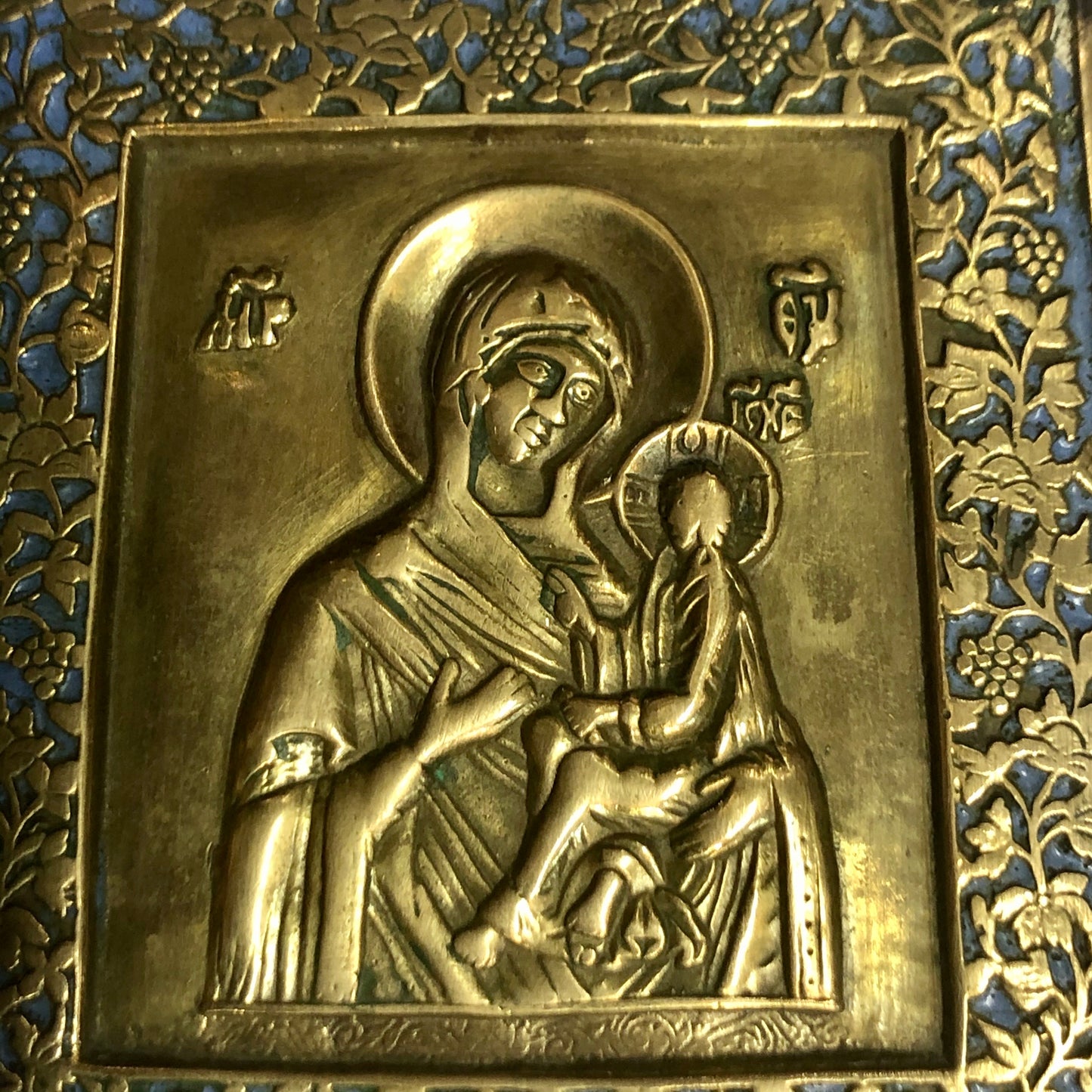 A handmade Bronze Russian Icon of Mother of God. 18th Century.