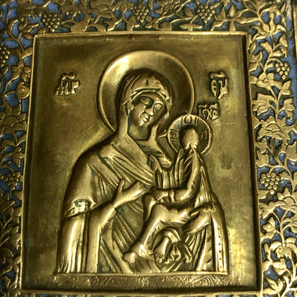 A handmade Bronze Russian Icon of Mother of God. 18th Century.