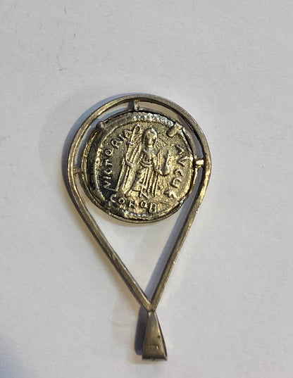 Byzantine Coin, silver pendant 925.