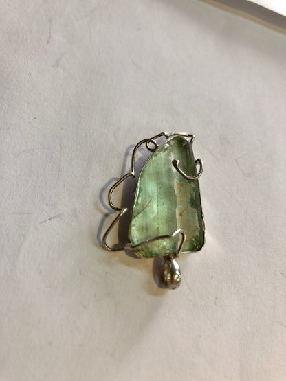 Roman Glass, silver pendant 925.