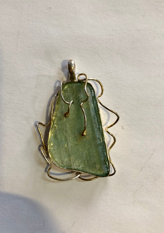 Roman Glass, silver pendant 925.