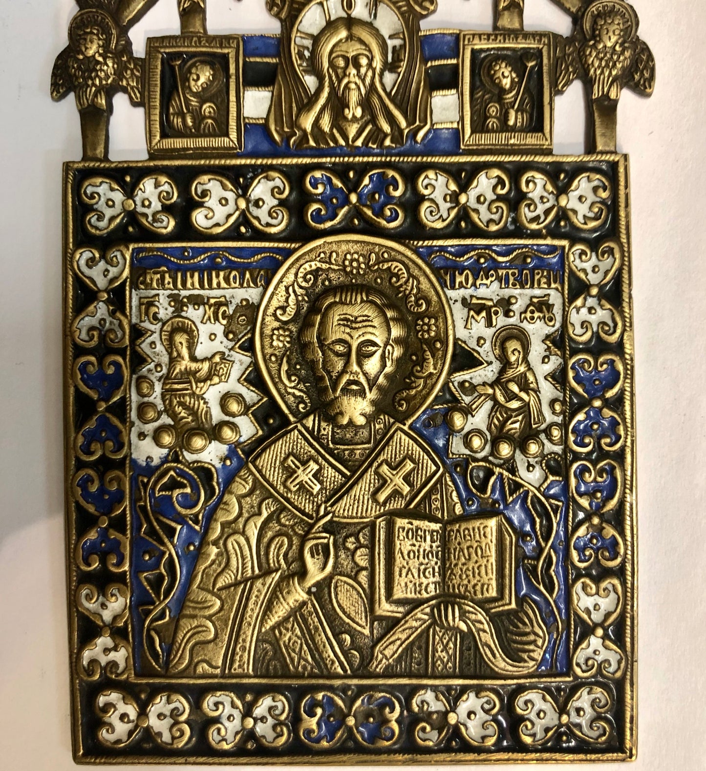 A handmade Bronze Russian icon of St. Nicholas. 18th Century.