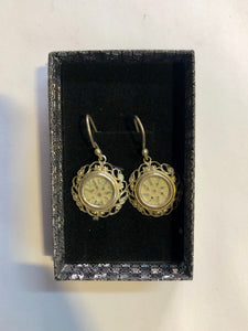 Silver earings, Two Widow’s Mite coins put in a silver frame 925.