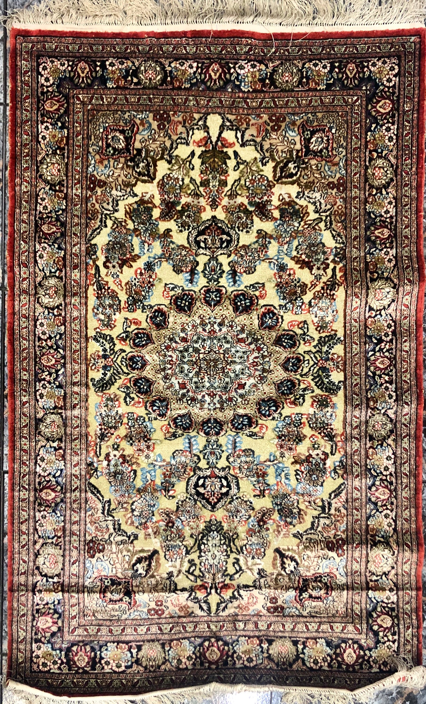 Persian Qom handmade silk on silk Carpet.