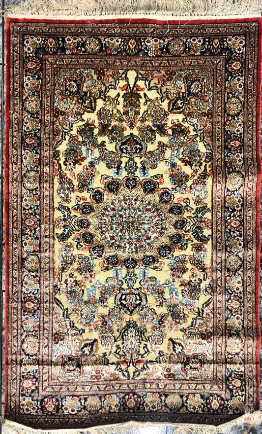 Persian Qom handmade silk on silk Carpet.