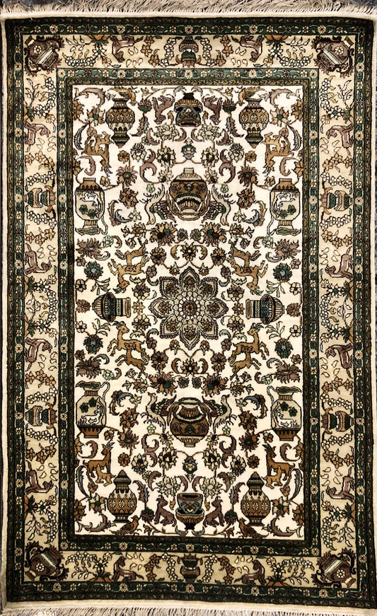 Persian Qom handmade silk on silk Carpet.