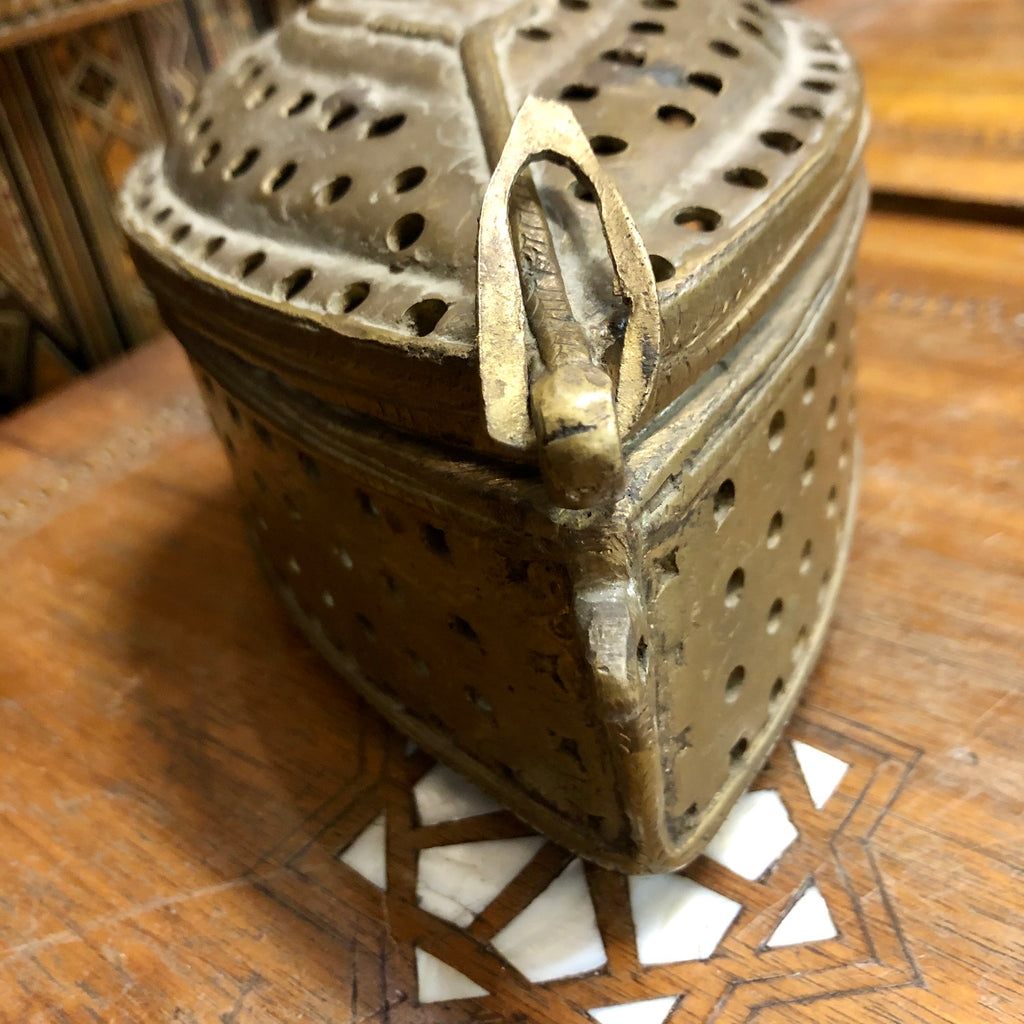 Vintage Solid Brass Heart Shaped Lidded Box Embossed Brass Box -  Israel