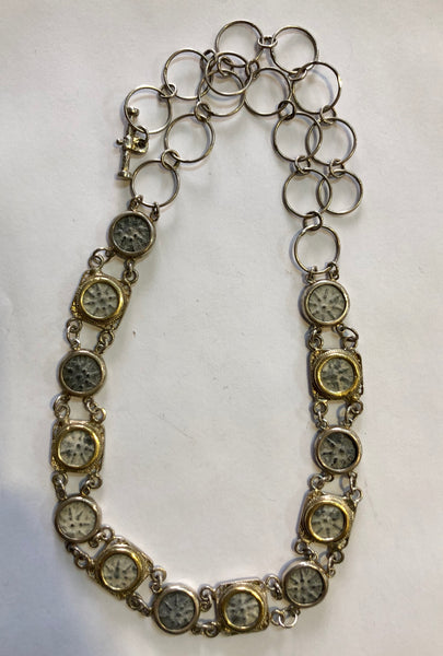 A silver Necklace, widow’s Mite coins put in silver frames 925.
