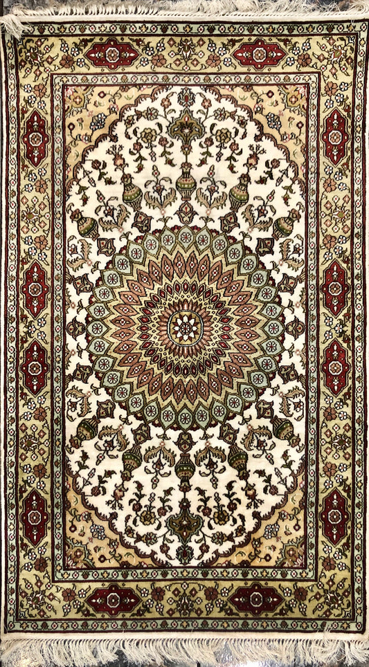 Persian Qom handmade silk on silk Carpet.