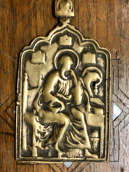 A handmade Bronze Russian icon of St. John the Evangelist. 18th Century.