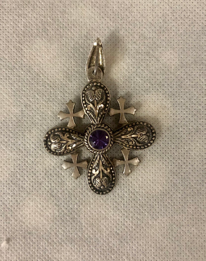 A 925 silver Jerusalem cross pendant.