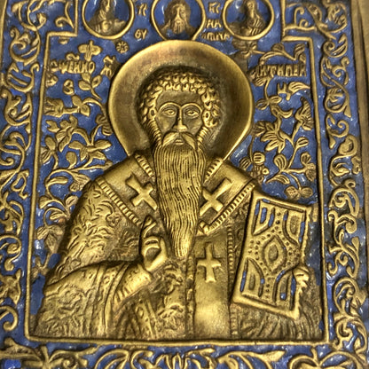 A handmade Bronze Russian icon of St. Nicholas. 18th Century.