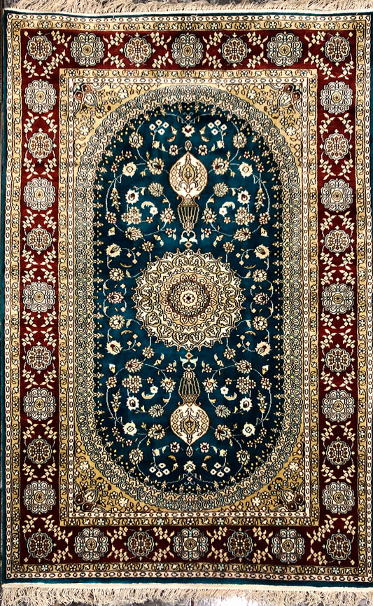 Persian Qom handmade silk on silk Carpet.