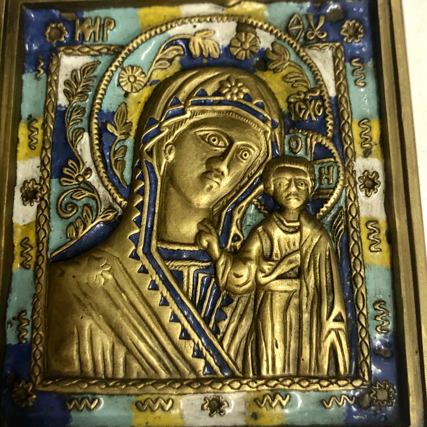 A handmade Bronze Russian icon of Mother of God. 19th Century.