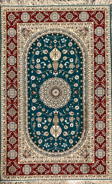 Persian Qom handmade silk on silk Carpet.