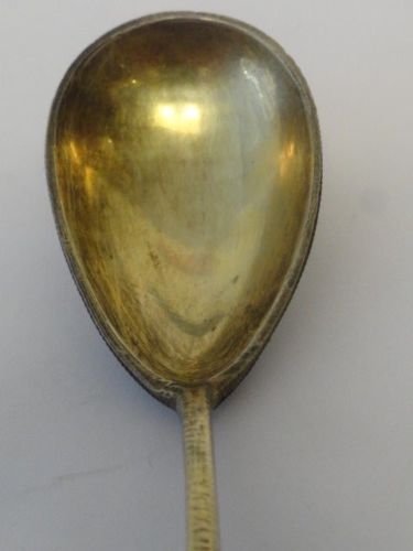 Antique Russian silver 84 cloisonne enamel spoon marked EP, 5.25 inches