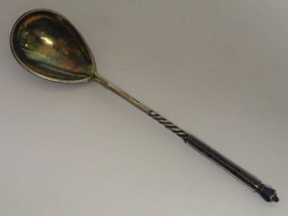 Antique Russian silver cloisonne enamel spoon. Length is 5 inches circa 1908
